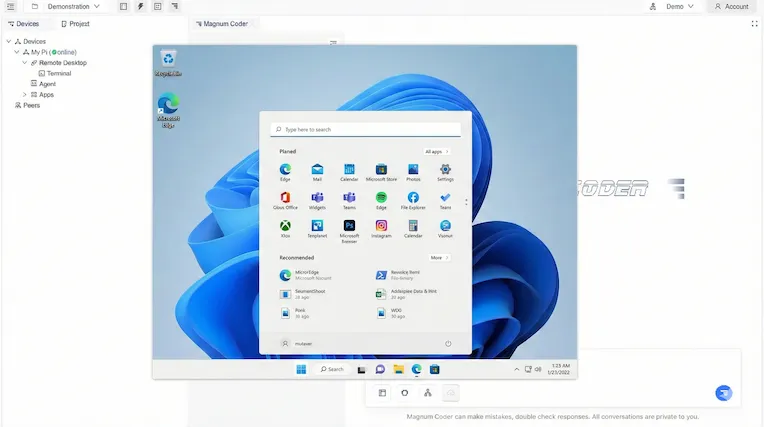 CloudLink Remote Desktop Protocol (RDP) interface for Windows industrial PC management from browser